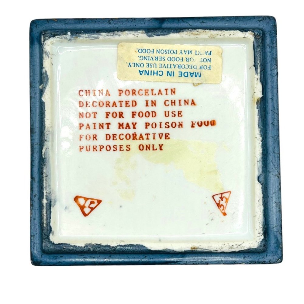 Qianlong Antique Enameled Porcelain Trinket Box Hand Painted Flower Scene RARE - Picture 8 of 9